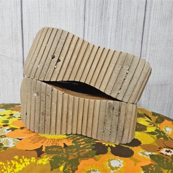 VTG Y2K Chunky Foam Wedge Denim Slip On Platforms, NATURE BREEZE - sz 6 - Picture 6 of 7